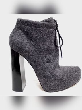ALEXANDER WANG Charcoal Gray Wool Platform Ankle Boots